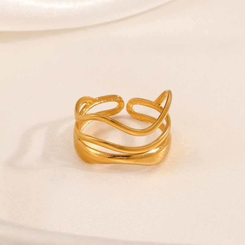 18K Stainless Steel Tarnish Free Abstract Ring