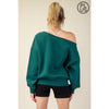 Plus Size French Terry Fleece Off Shoulder Top