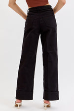 Cello High Rise Wide Leg with Self High Cuffed Hem Jeans