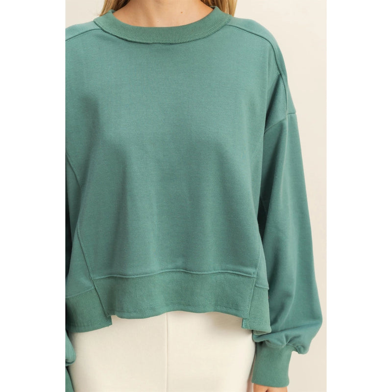 Layered Hem Sweatshirt with Raw Edges