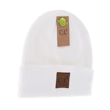 Unisex Soft Ribbed Leather Patch C.C. Beanie