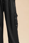 Wide Leg Cargo Satin Pants