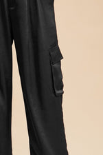 Wide Leg Cargo Satin Pants