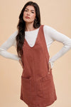 V-Neck Adjustable Strap Denim Overall Dress with Pockets