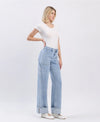 Lovervet by VERVET High Rise Carpenter Pocket Cuffed Wide Leg Jeans