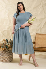Plus Smocked Tiered Midi Dress