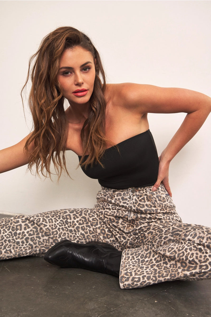 Cello Leopard Super High Rise Dad Jeans