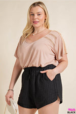 Plus Size Linen Shorts with Pocket