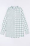 Pocketed Plaid Collared Neck Long Sleeve Shirt