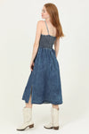 Denim Midi Dress with Twist Front Cut Out