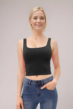 Double Scoop Neck Double Layered Crop Tank Top