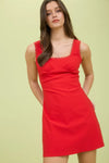 Sweetheart Neck Sleeveless Lace Trim Mini Dress