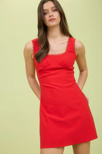 Sweetheart Neck Sleeveless Lace Trim Mini Dress