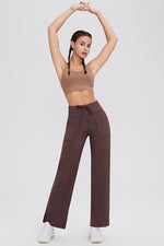 Full Size Drawstring High Waist Pants with Pockets