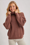 Turtleneck Ribbed Knit Sweater