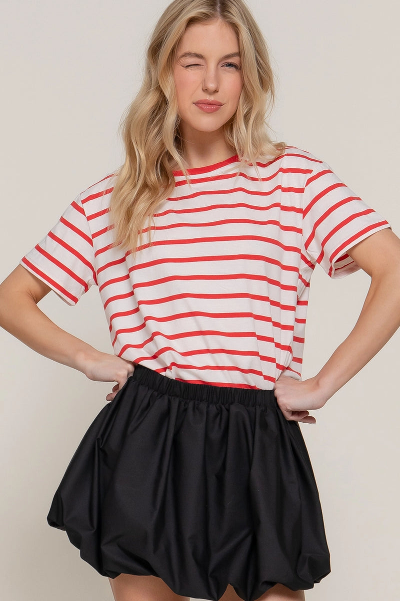 Short Sleeve Crew Neck Stripe Oversize T-Shirt