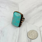Copper Metal w/ Rectangle Stone Adjustable Ring