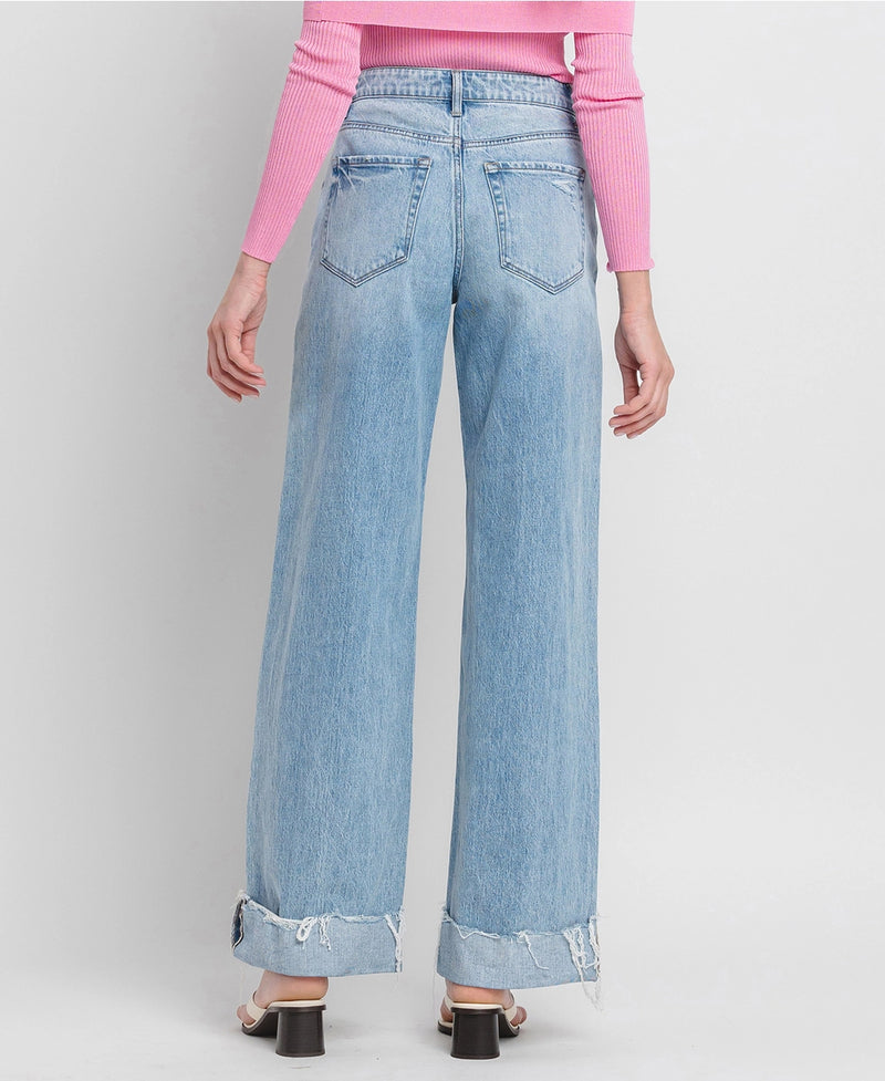 Vervet Super High Rise Cuff Baggy Wide Leg Jeans