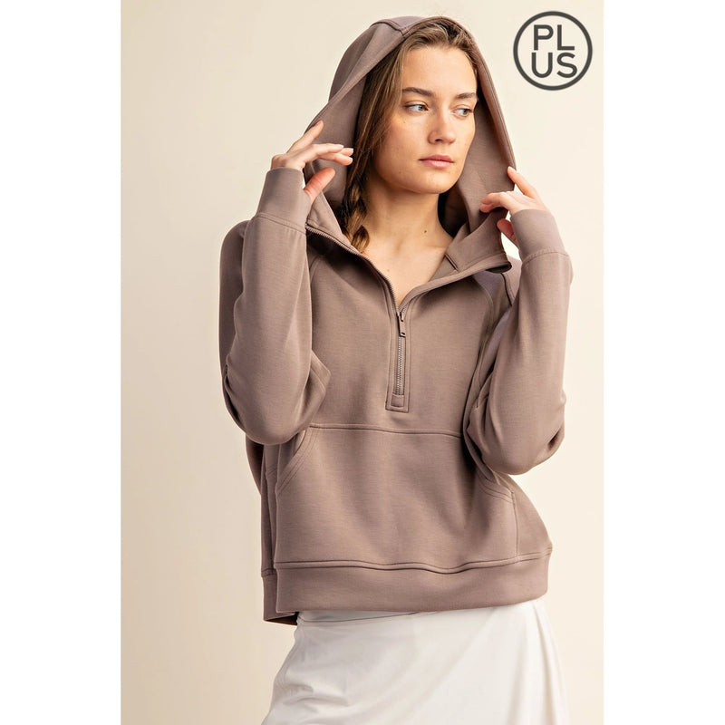 Plus Size Modal Scuba Quarter Zip Hoodie