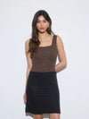 Leopard Square Neck Sleeveless Knit Bodysuit