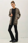 Leopard Jacquard Cardigan with Pockets