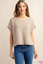 Plus Cotton Thread Texture Relax Fit Sweater Top