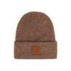 C.C Heather Knit Suede Patch Beanie Winter Hat