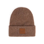 C.C Heather Knit Suede Patch Beanie Winter Hat