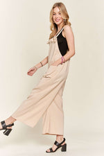 Knotted Wide Strap Wide Leg Overalls