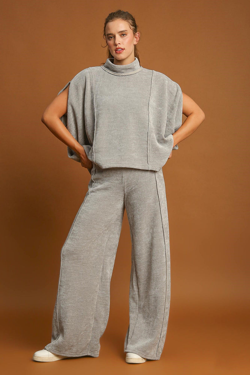 Elastic Waist Wide Leg Pants