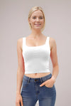 Double Scoop Neck Double Layered Crop Tank Top