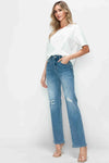 bytos Full Size Distressed High Rise Straight Jeans