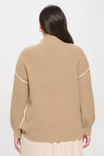 Plus Colorblock Mock Neck Exposed Seam Sweater