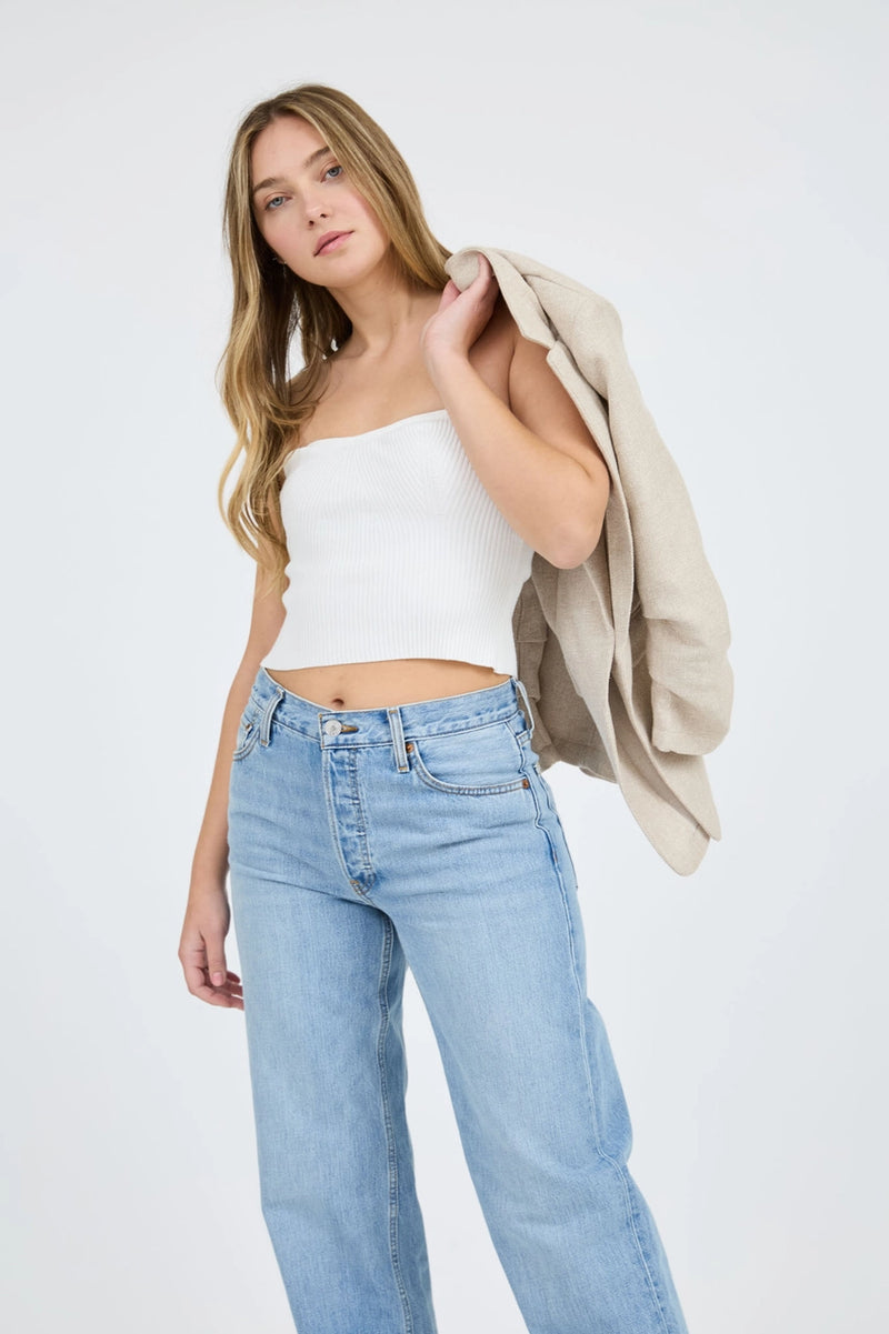 Sweetheart Strapless Sweater Knit Tube Top