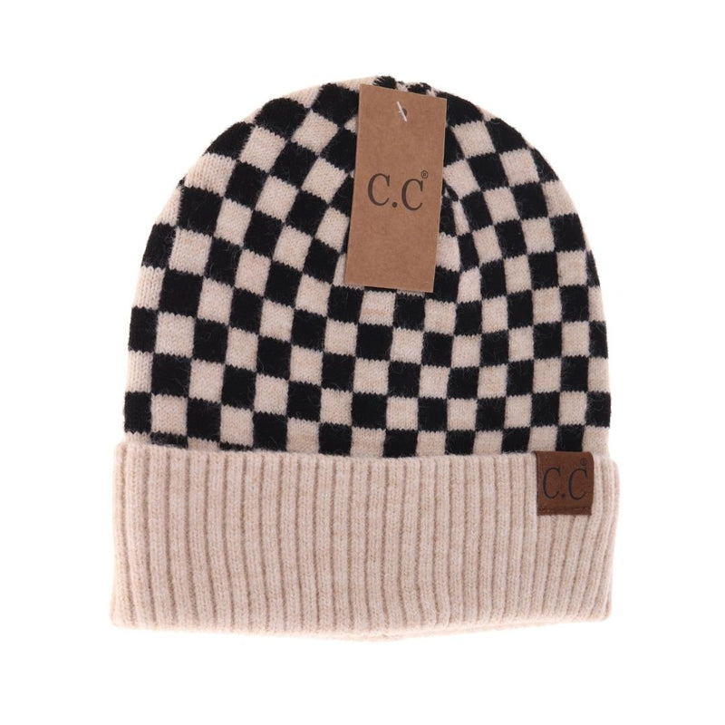 Checkered Pattern C.C Beanie