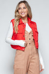 Snap Down Quilted Crop Vest