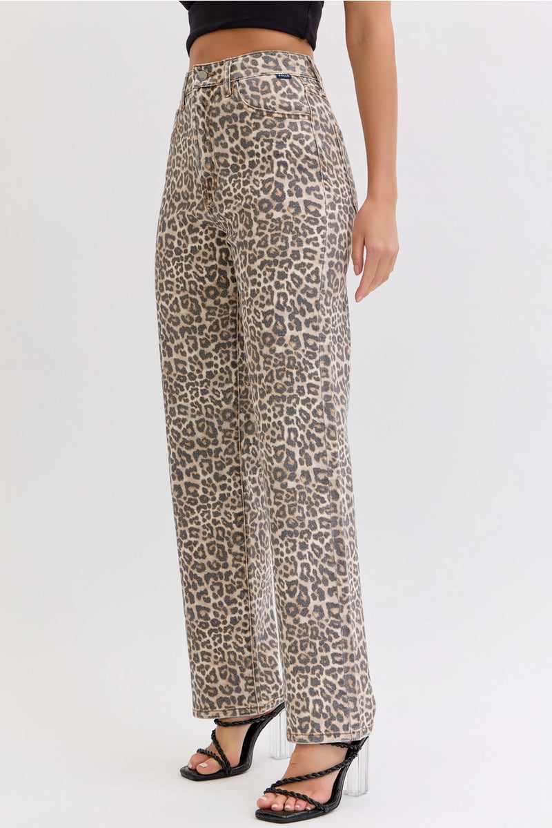 Cello Leopard Super High Rise Dad Jeans