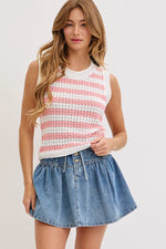High-Rise, A-Line Denim Skirt