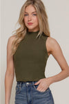 Mock Neck Brushed Rib Tank Top