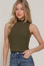 Mock Neck Brushed Rib Tank Top
