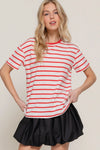 Short Sleeve Crew Neck Stripe Oversize T-Shirt