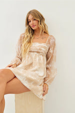 Romantic Sheer Floral Pleated Babydoll Dress