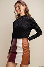 Striped Faux Leather Mini Skirt