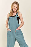 Knotted Wide Strap Wide Leg Overalls