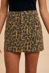 Leopard Denim Mini Skirt