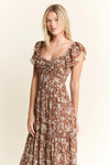 Ruffle Sleeve Tiered Maxi Dress