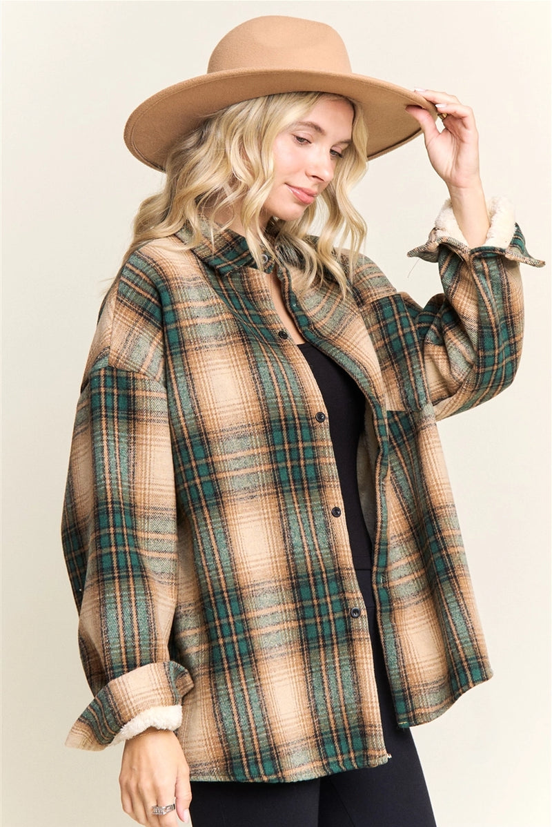 Sherpa-Lined Button Down Shacket