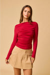 Clare Shirred Boat Neck Top