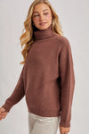 Turtleneck Ribbed Knit Sweater
