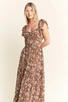 Ruffle Sleeve Tiered Maxi Dress